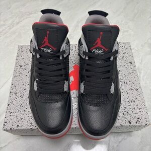 Brand New Retro 4 ‘Bred Reimagined’ Men’s Black/Red Sneakers Trainers